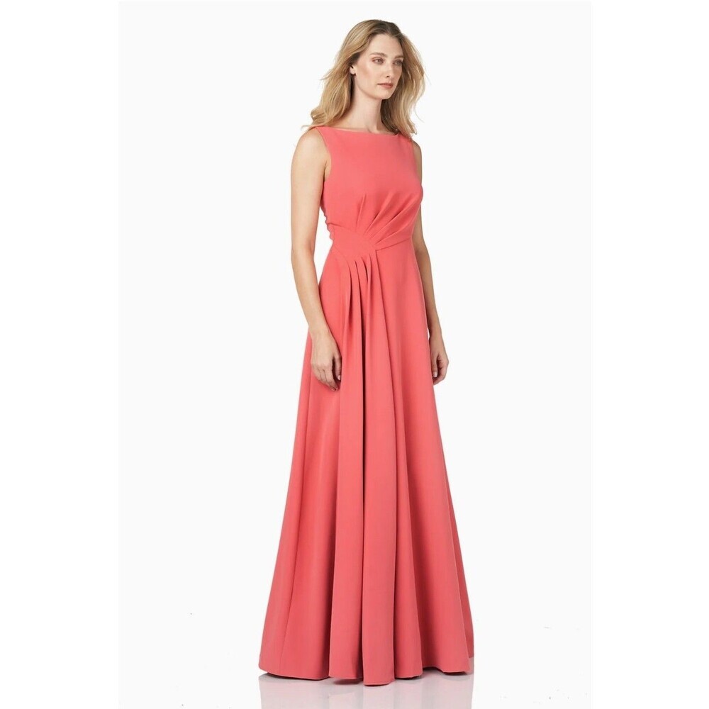 Kay Unger New York Coral Pink Maxi Formal Evening Gown Twist Waist Size 2 - Picture 15 of 15